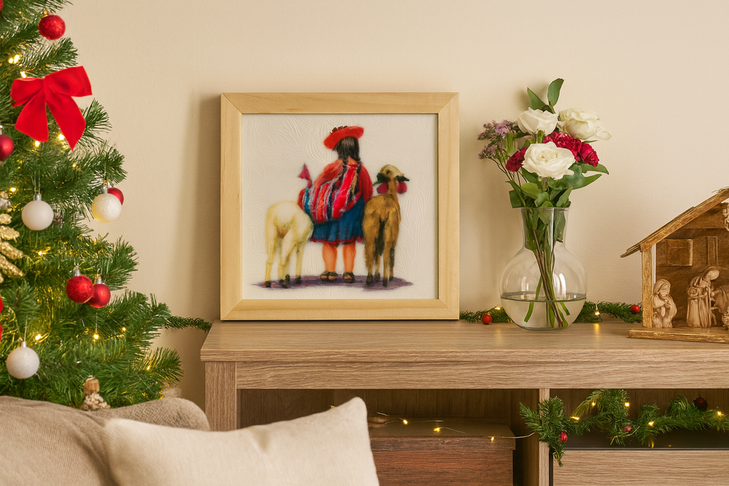 Cuadro Cholita y Alpaca 18X18X1.2