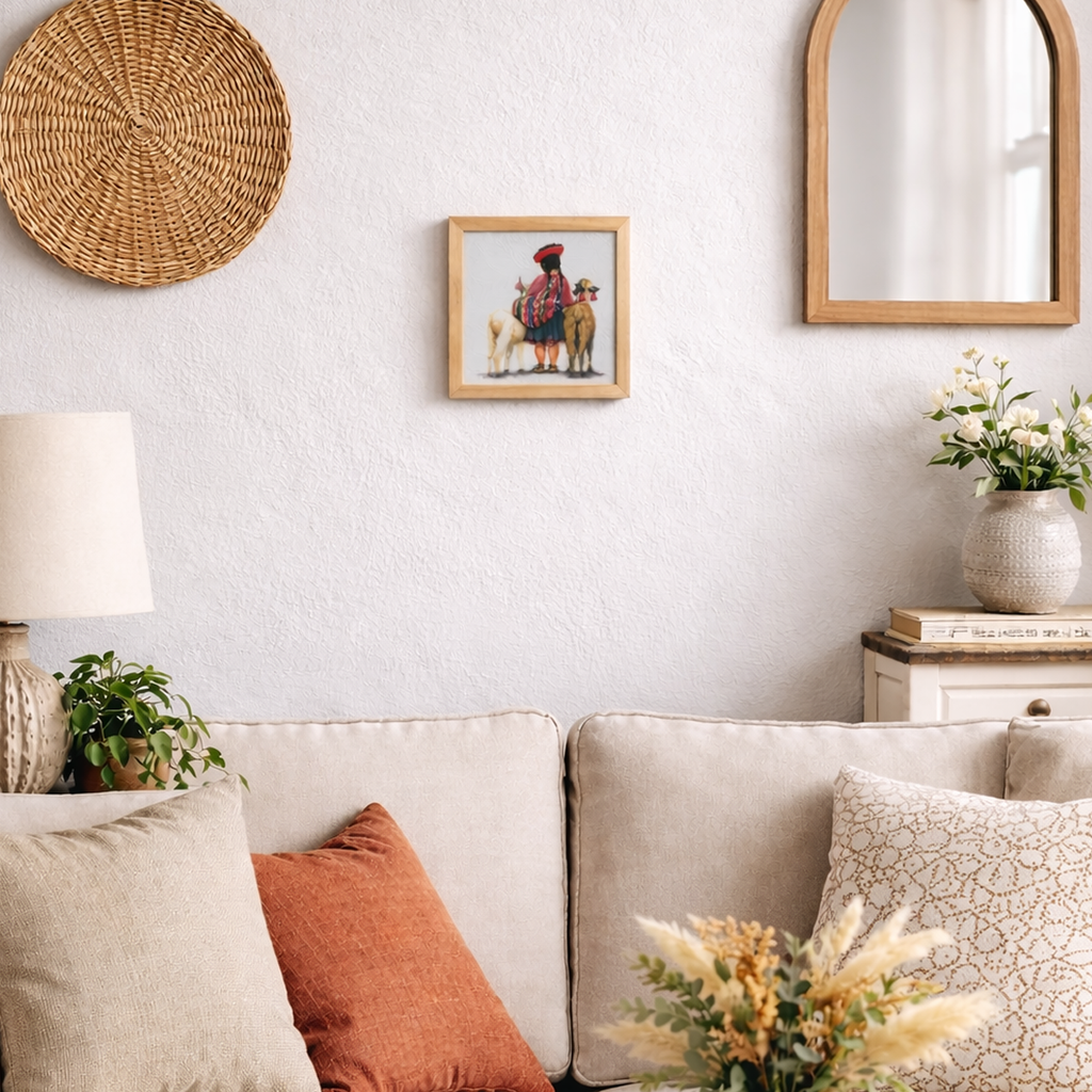 Cuadro Cholita y Alpaca 18X18X1.2