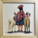 Cuadro Cholita y Alpaca 18X18X1.2