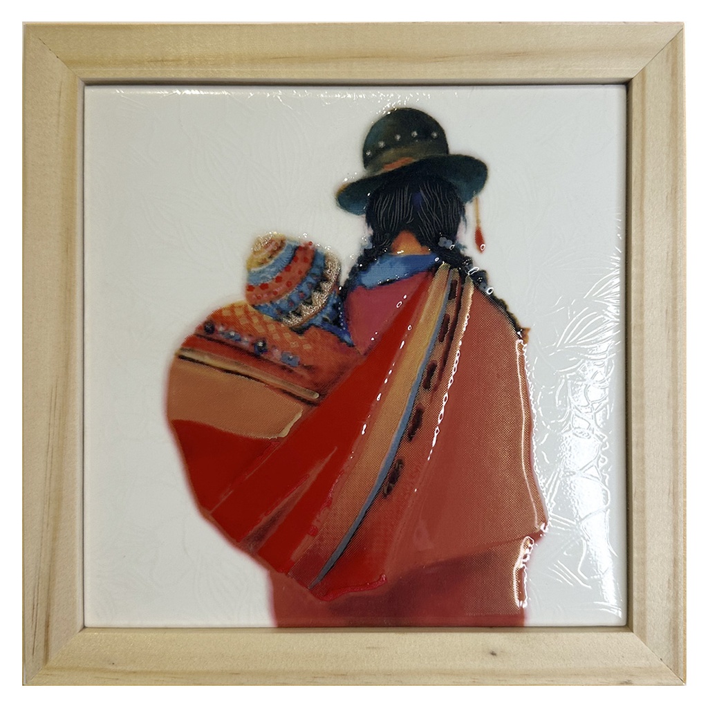 Cuadro Cholita y Wawa 18X18X1.2
