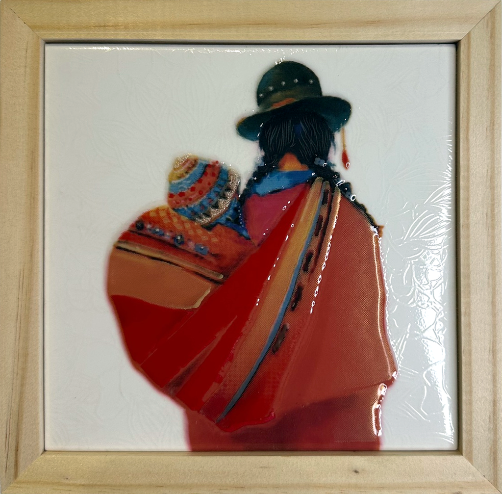 Cuadro Cholita y Wawa 18X18X1.2
