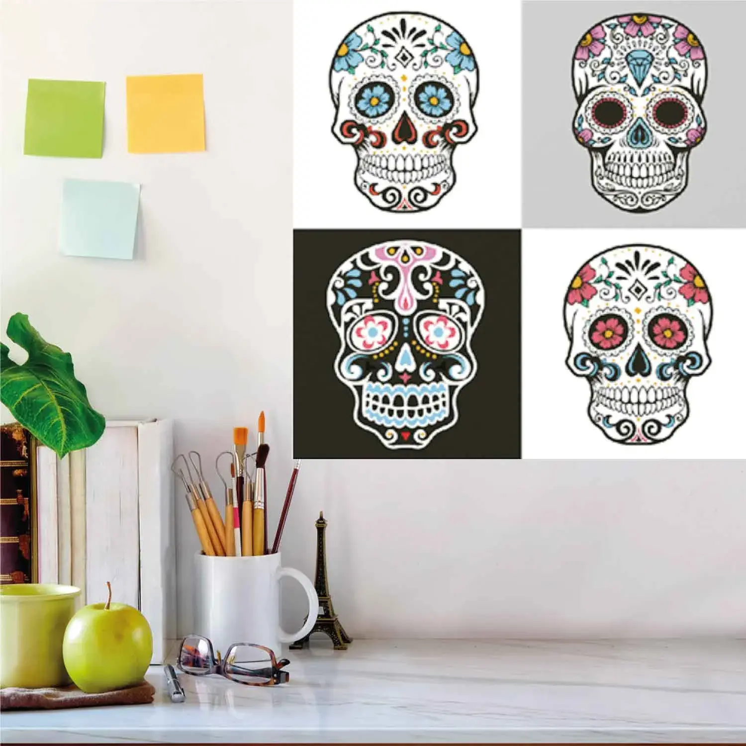 [DSBLVACATRI1] Vinil Autoadhesivo Catrina 15x15 cm KANTU (Pack 9 Und.)