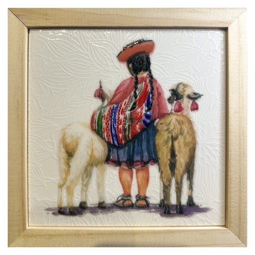 [DECBAOTACCER684] Cuadro Cholita y Alpaca 18X18X1.2